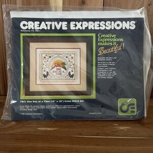 VTG Creative Expressions Cross Stitch Kit "One Day At A Time" 1984 EMBROIDERY